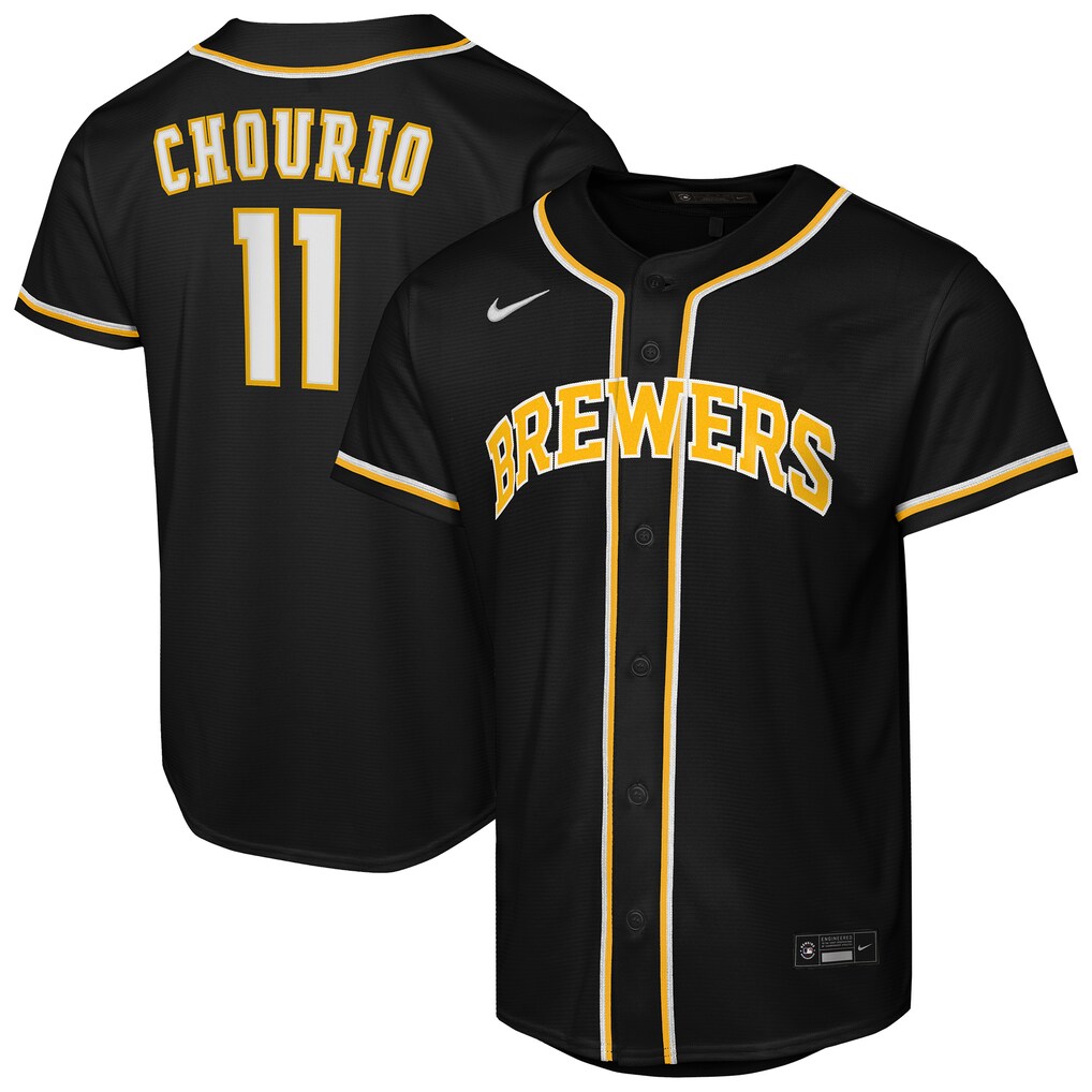 Youth Milwaukee Brewers Jackson Chourio Nike Black Fashion Replica Player Jersey - Ujersey Shop