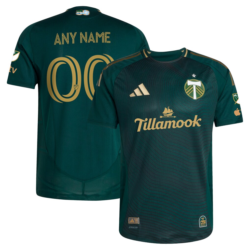 Men's Portland Timbers adidas Green 2025 Forever Green & Gold Authentic Custom Jersey - Ujersey