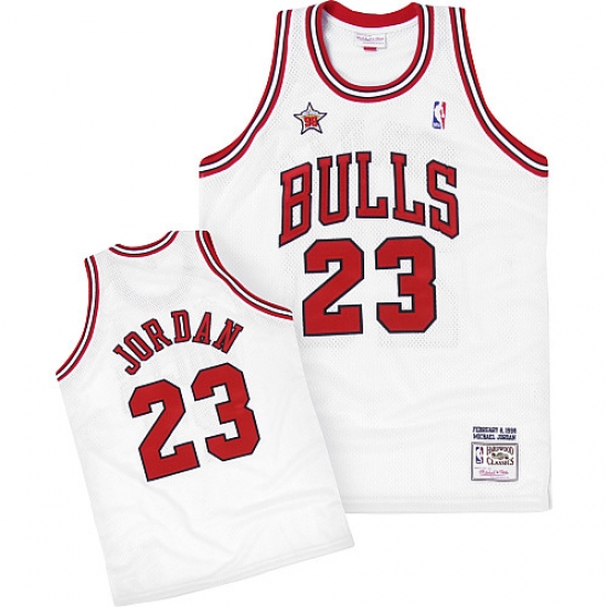 Men's Mitchell and Ness Chicago Bulls #23 Michael Jordan Authentic White 1998 Throwback NBA Jersey - Ujersey