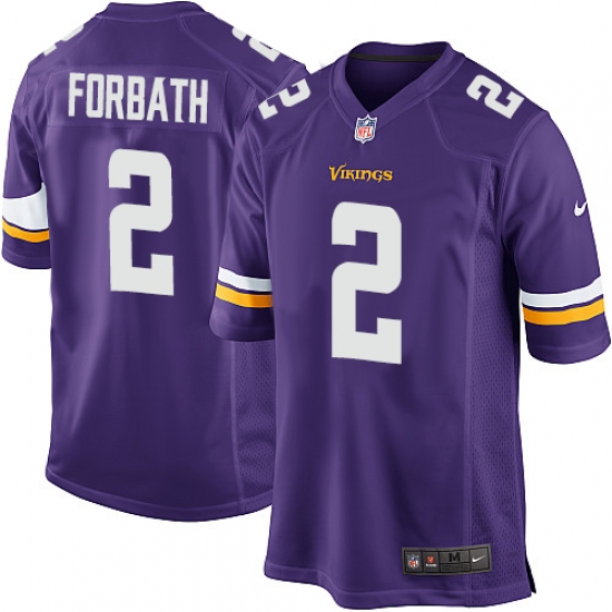 Men's Nike Minnesota Vikings #2 Kai Forbath Game Purple Team Color NFL Jersey - Ujersey