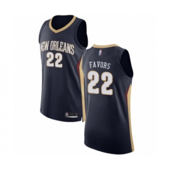 Men's New Orleans Pelicans #22 Derrick Favors Authentic Navy Blue Basketball Jersey - Icon Edition - Ujersey