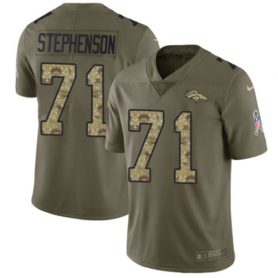 Youth Nike Denver Broncos #71 Donald Stephenson Limited Olive/Camo 2017 Salute to Service NFL Jersey - Ujersey