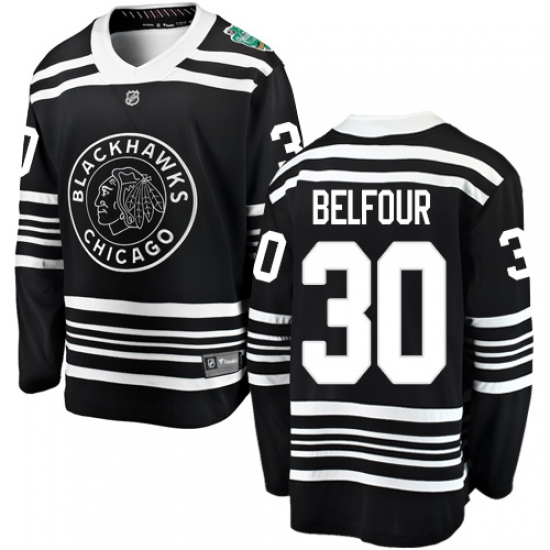Youth Chicago Blackhawks #30 ED Belfour Black 2019 Winter Classic Fanatics Branded Breakaway NHL Jersey - Ujersey