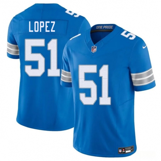 Men's Detroit Lions #51 Roy Lopez Blue 2025 F.U.S.E. Vapor Limited Football Stitched Jersey - Ujersey