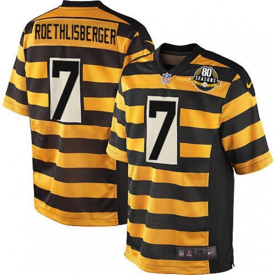 Men's Nike Pittsburgh Steelers #7 Ben Roethlisberger Limited Yellow/Black Alternate 80TH Anniversary Throwback NFL Jersey - Ujersey