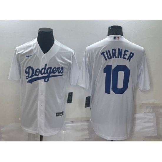 Men's Los Angeles Dodgers #10 Justin Turner White Stitched MLB Cool Base Nike Jersey - Ujersey
