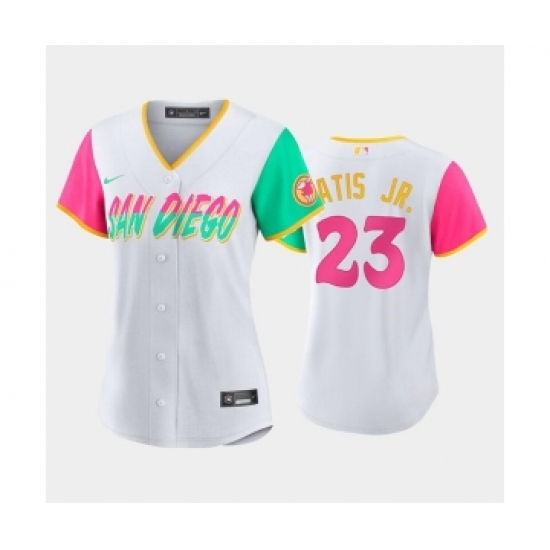 Women's San Diego Padres #23 Fernando Tatis Jr. White 2022 City Connect Cool Base Stitched Baseball Jersey(Run Small)