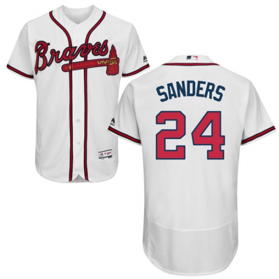 Men's Majestic Atlanta Braves #24 Deion Sanders White Home Flex Base Authentic Collection MLB Jersey - Ujersey