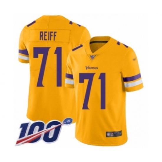 Youth Minnesota Vikings #71 Riley Reiff Limited Gold Inverted Legend 100th Season Football Jersey - Ujersey