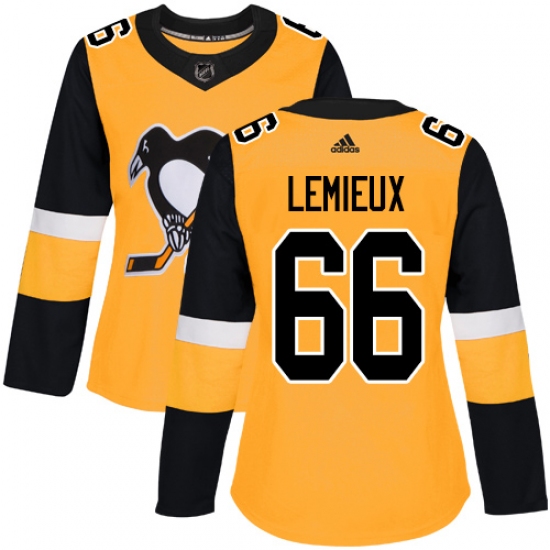 Women's Adidas Pittsburgh Penguins #66 Mario Lemieux Authentic Gold Alternate NHL Jersey - Ujersey