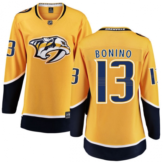 Women's Nashville Predators #13 Nick Bonino Fanatics Branded Gold Home Breakaway NHL Jersey - Ujersey