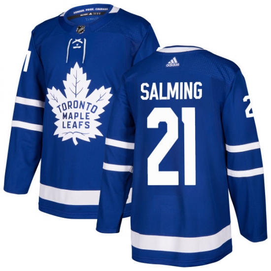 Men's Adidas Toronto Maple Leafs #21 Borje Salming Authentic Royal Blue Home NHL Jersey - Ujersey