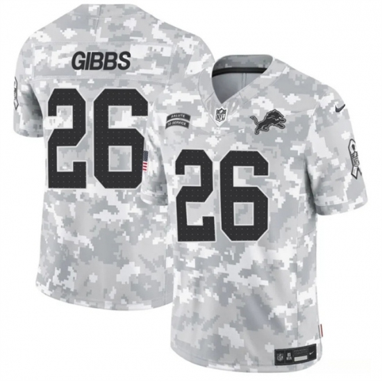 Men's Detroit Lions #26 Jahmyr Gibbs 2024 F.U.S.E Arctic Camo Salute To Service Limited Stitched Football Jersey - Ujersey