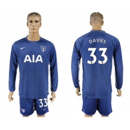 Tottenham Hotspur #33 Davies Away Long Sleeves Soccer Club Jersey