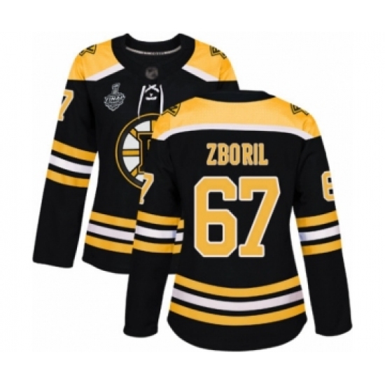 Women's Boston Bruins #67 Jakub Zboril Authentic Black Home 2019 Stanley Cup Final Bound Hockey Jersey - Ujersey