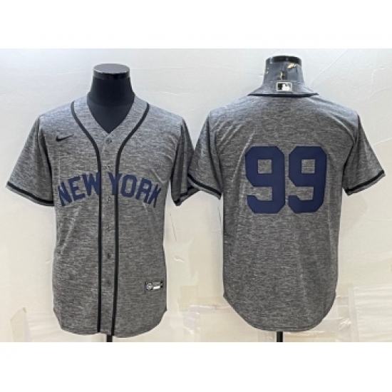 Men's New York Yankees #99 Aaron Judgey No Name Grey Gridiron Cool Base Stitched Jersey - Ujersey