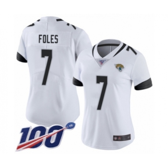 Women's Nike Jacksonville Jaguars #7 Nick Foles White Vapor Untouchable Limited Player 100th Season NFL Jersey - Ujersey
