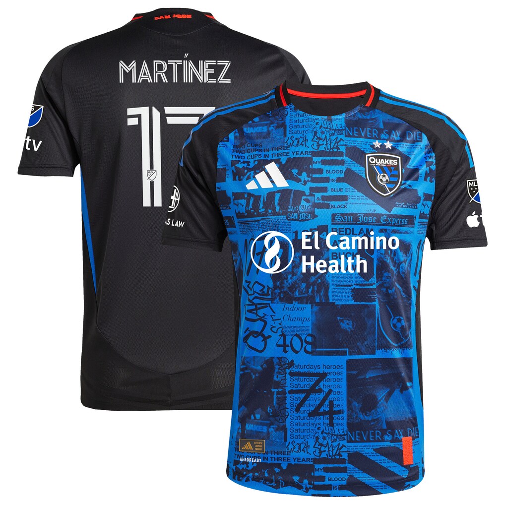 Men's San Jose Earthquakes Josef Martinez adidas Black 2025 Headliner Authentic Player Jersey - Ujersey
