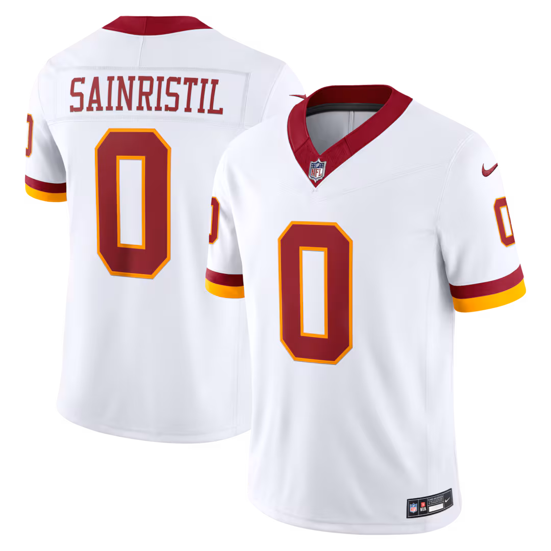 Men's Washington Commanders Mike Sainristil Nike White Vapor F.U.S.E. Stitched Limited Jersey