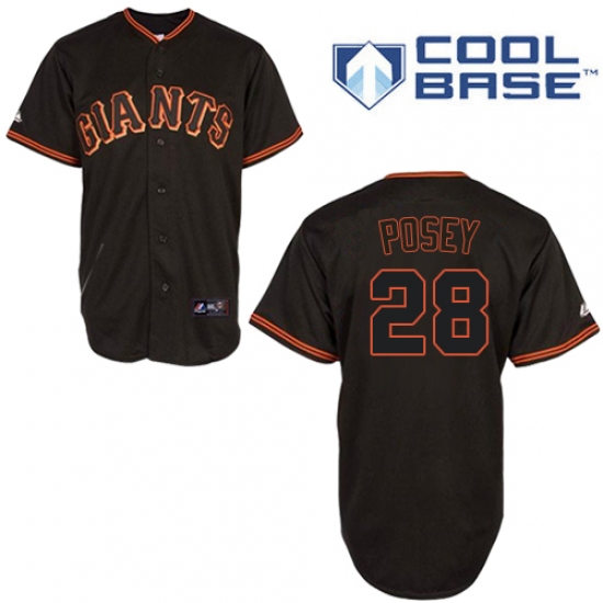 Youth Majestic San Francisco Giants #28 Buster Posey Replica Black Cool Base MLB Jersey - Ujersey