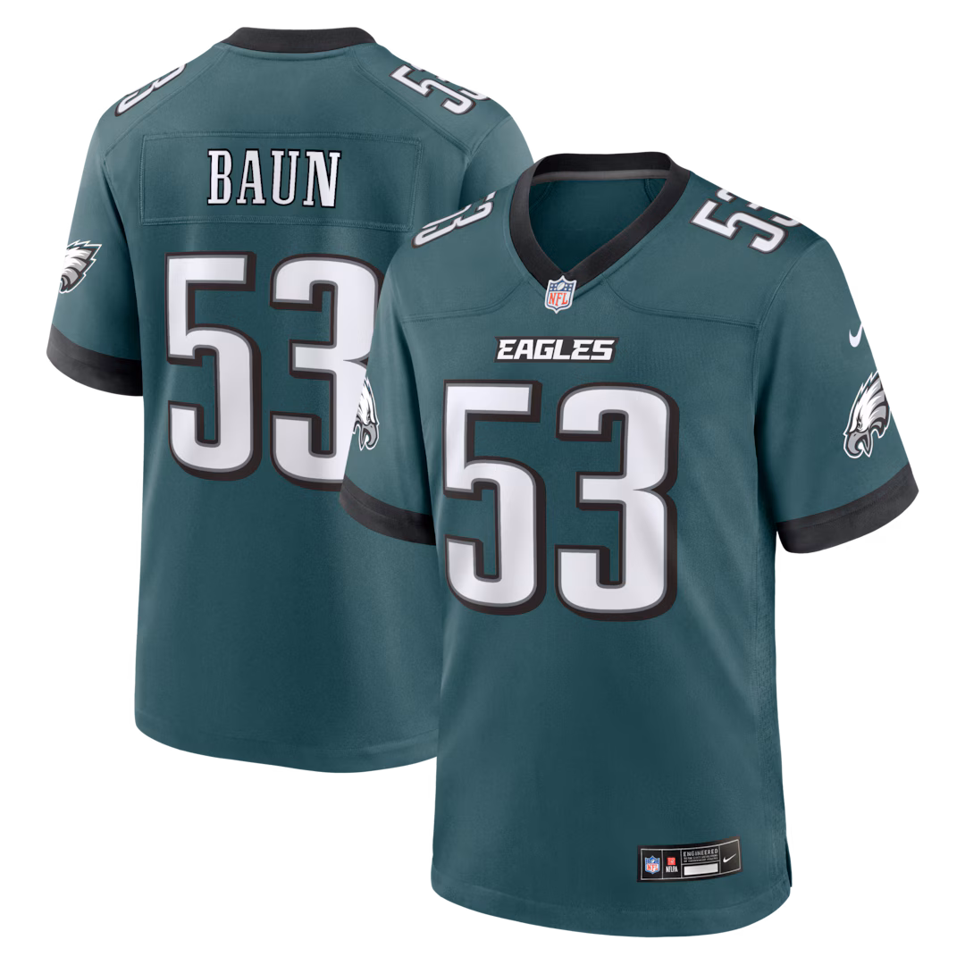 Men's Philadelphia Eagles Zack Baun Nike Midnight Green Team Game Jersey