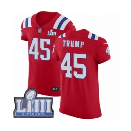 Men's Nike New England Patriots #45 Donald Trump Red Alternate Vapor Untouchable Elite Player Super Bowl LIII Bound NFL Jersey - Ujersey