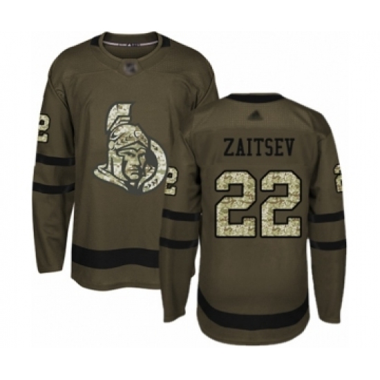 Men's Ottawa Senators #22 Nikita Zaitsev Authentic Green Salute to Service Hockey Jersey - Ujersey