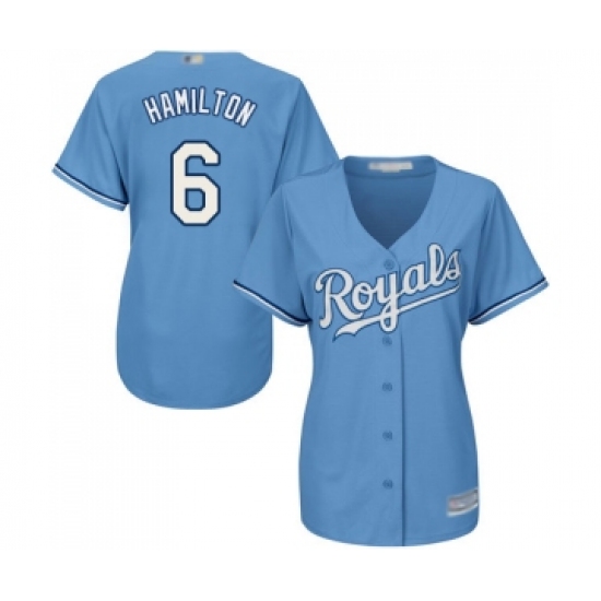 Women's Kansas City Royals #6 Billy Hamilton Replica Light Blue Alternate 1 Cool Base Baseball Jersey - Ujersey