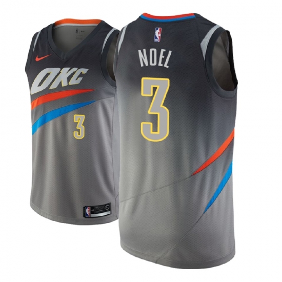 Men NBA 2018-19 Oklahoma City Thunder #3 Nerlens Noel City Edition Gray Jersey - Ujersey
