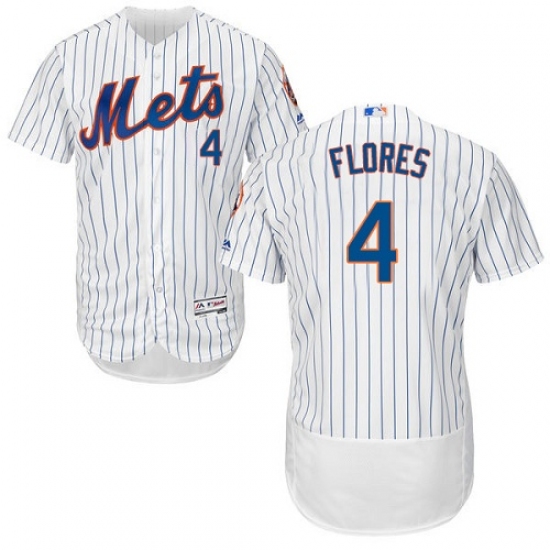 Men's Majestic New York Mets #4 Wilmer Flores White Home Flex Base Authentic Collection MLB Jersey - Ujersey