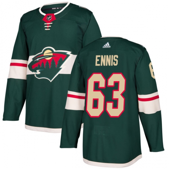 Men's Adidas Minnesota Wild #63 Tyler Ennis Premier Green Home NHL Jersey - Ujersey