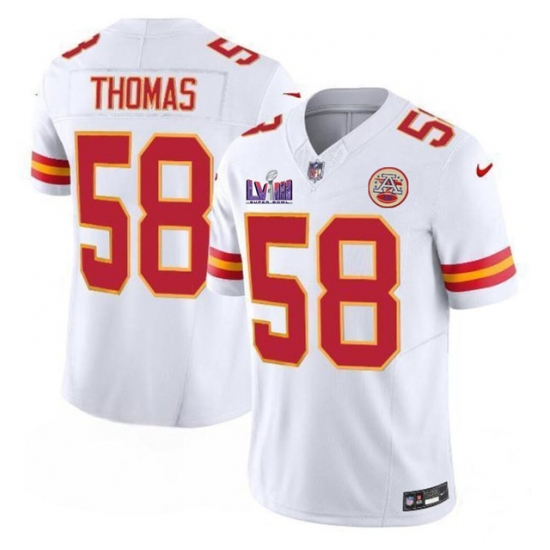 Men’s Kansas City Chiefs #58 Derrick Thomas White 2024 F.U.S.E. Super Bowl LVIII Vapor Untouchable Limited Football Stitched Jersey - Ujersey