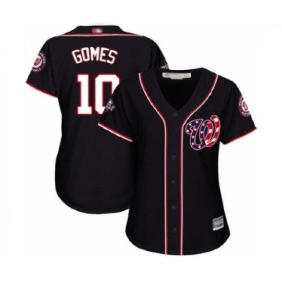 Women's Washington Nationals #10 Yan Gomes Authentic Navy Blue Alternate 2 Cool Base 2019 World Series Bound Baseball Jersey - Ujersey