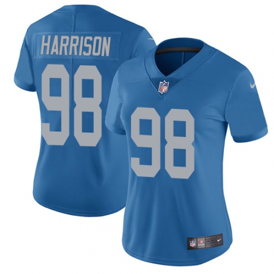 Women's Nike Detroit Lions #98 Damon Harrison Blue Alternate Vapor Untouchable Limited Player NFL Jersey - Ujersey