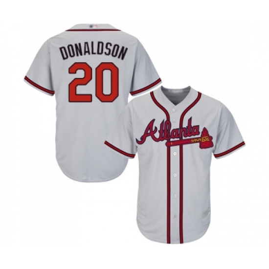Men's Atlanta Braves #20 Josh Donaldson Replica Grey Road Cool Base Baseball Jersey - Ujersey
