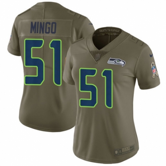 Women's Nike Seattle Seahawks #51 Barkevious Mingo Limited Olive 2017 Salute to Service NFL Jersey - Ujersey