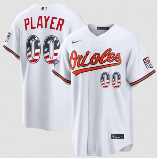 Men's Baltimore Orioles Active Player Custom White 2026 All-Star Edition Stars & Stripes & USA 250 Fourth of July Home Stadium Stitched Baseball Jersey - Ujersey