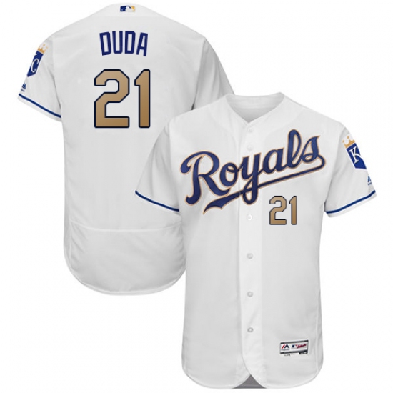 Men's Majestic Kansas City Royals #21 Lucas Duda White Flexbase Authentic Collection MLB Jersey - Ujersey