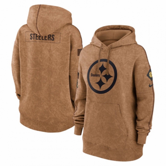 Women's Pittsburgh Steelers Nike Brown 2023 Salute to Service Pullover Hoodie - Ujersey