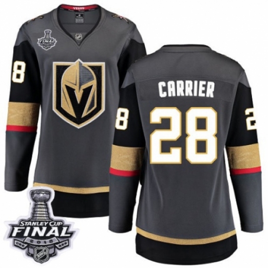 Women's Vegas Golden Knights #28 William Carrier Authentic Black Home Fanatics Branded Breakaway 2018 Stanley Cup Final NHL Jersey
