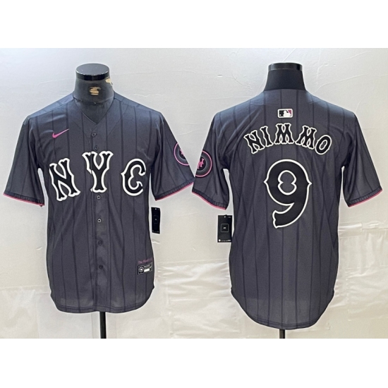 Men's New York Mets #9 Brandon Nimmo Gray 2024 City Connect Cool Base Stitched Jersey - Ujersey