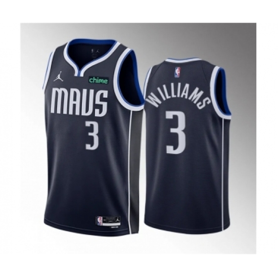 Men's Dallas Mavericks #3 Grant Williams Navy Statement Edition Stitched Basketball Jersey - Ujersey