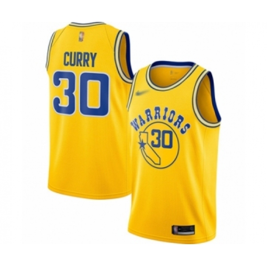 Youth Golden State Warriors #30 Stephen Curry Swingman Gold Hardwood Classics Basketball Jersey