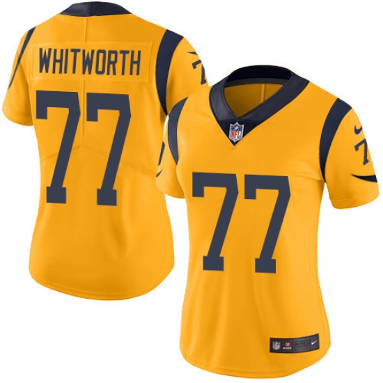 Women's Nike Los Angeles Rams #77 Andrew Whitworth Limited Gold Rush Vapor Untouchable NFL Jersey - Ujersey