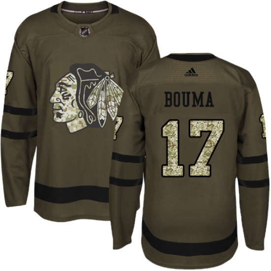 Men's Adidas Chicago Blackhawks #17 Lance Bouma Authentic Green Salute to Service NHL Jersey - Ujersey