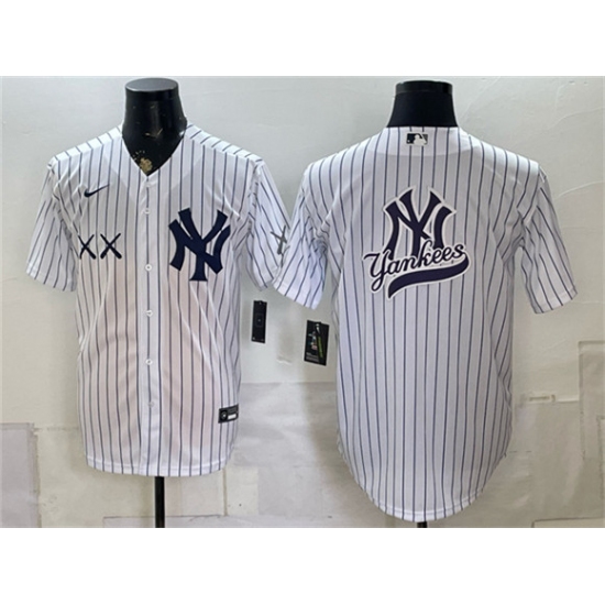 Men's New York Yankees x KAWS Team Big Logo White Stadium Stitched Baseball Jersey - Ujersey