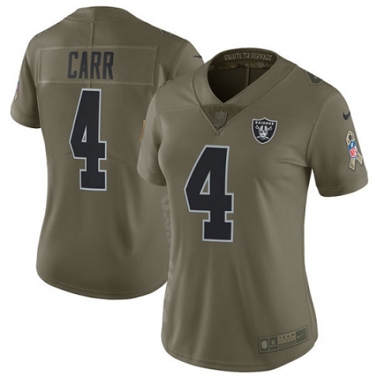 Women's Nike Oakland Raiders #4 Derek Carr Limited Olive 2017 Salute to Service NFL Jersey