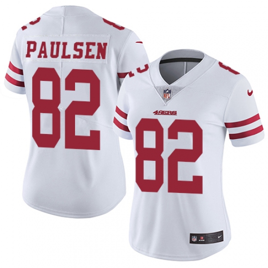 Women's Nike San Francisco 49ers #82 Logan Paulsen White Vapor Untouchable Limited Player NFL Jersey - Ujersey
