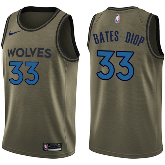 Youth Nike Minnesota Timberwolves #33 Keita Bates-Diop Swingman Green Salute to Service NBA Jersey - Ujersey