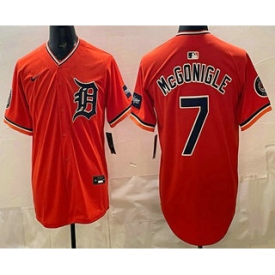 Men's Detroit Tigers #7 Kevin McGonigle Orange Limited Jersey - Ujersey